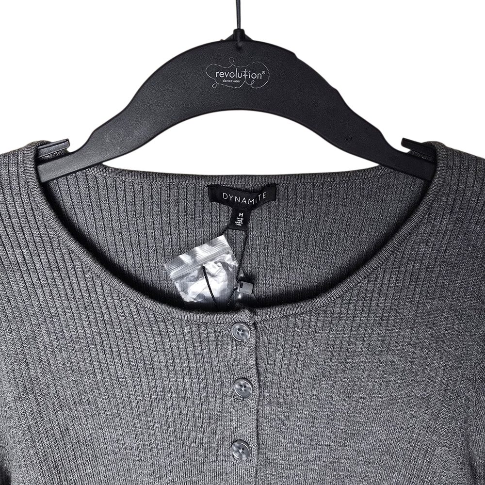 Dynamite Charcoal Ribbed Knit Top - Picture 6 of 7